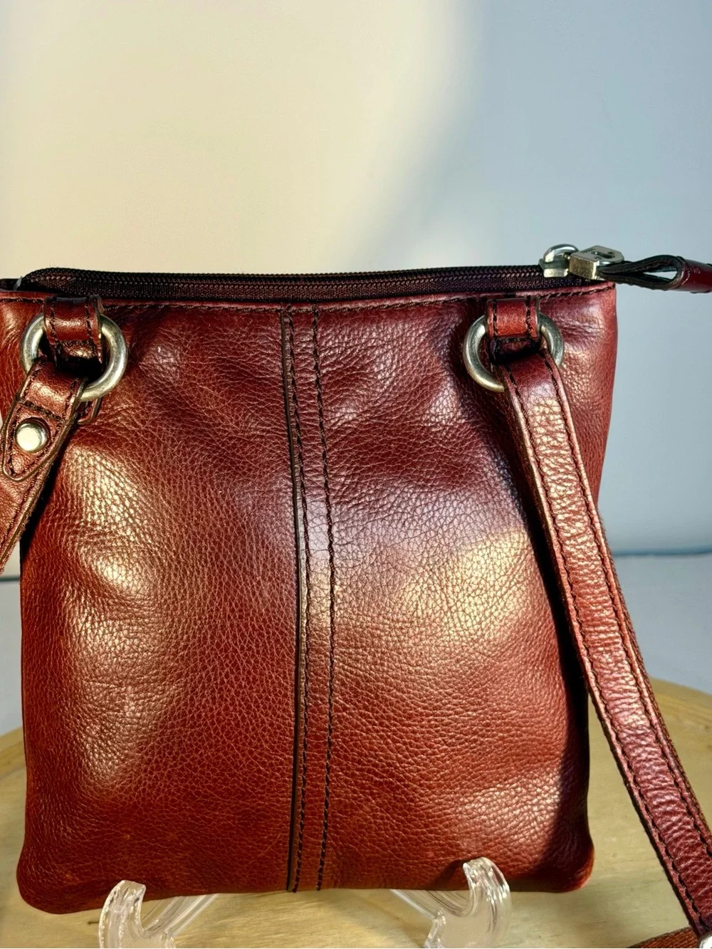Fossil Burgundy Leather & Suede Crossbody